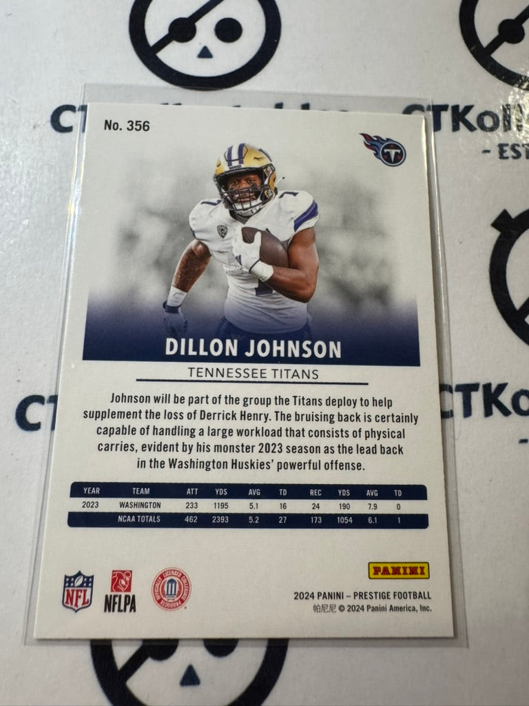 2024 NFL Prestige Rookie Card #356 Dillon Johnson Tennessee Titans