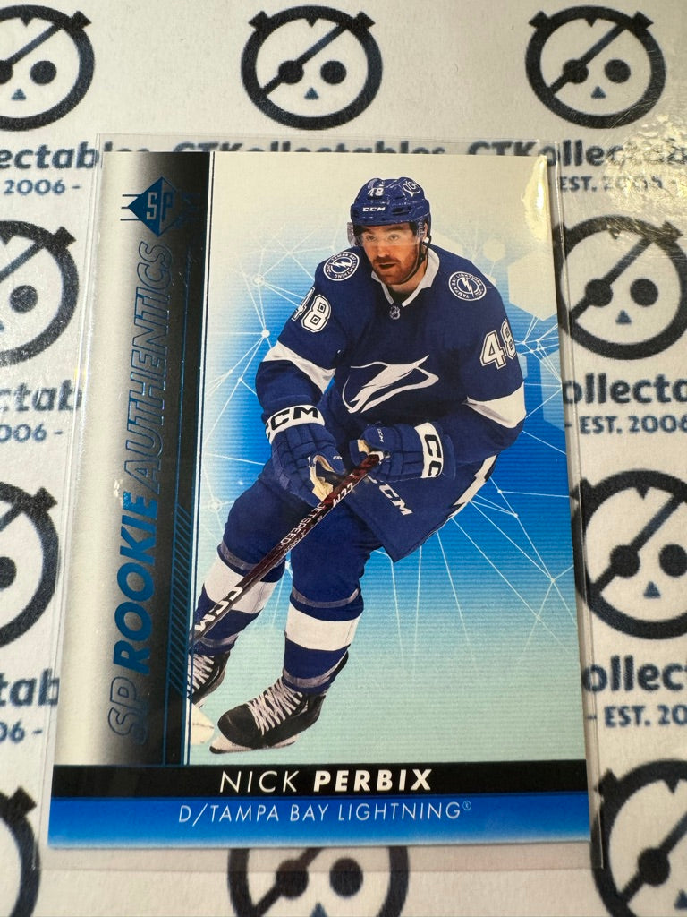 2022-23 NHL SP Hockey Nick Perbix Rookie Authentics Blue Parallel #129