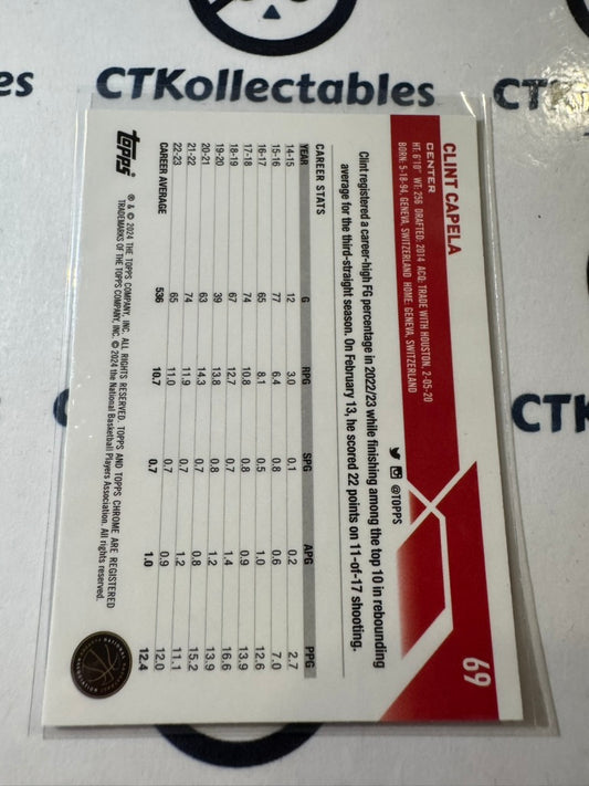 2023-24 Topps NBA Chrome Clint Capela Green Topps Refractor #69 Hawks