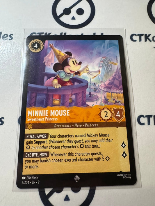 Disney Lorcana Fabled NON-FOIL 5/204	Minnie Mouse – Sweetheart Princess