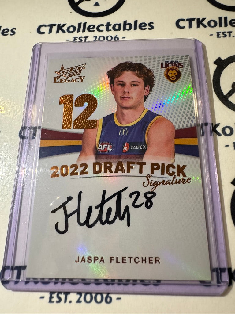 2023 AFL Legacy Jaspa Fletcher Copper Draft Pick Signautre #007/175 DPS Lions