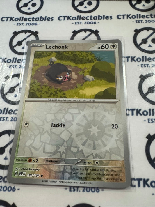 Lechonk Reverse Holo #180/197 2023 Obsidian Flames Pokemon Card