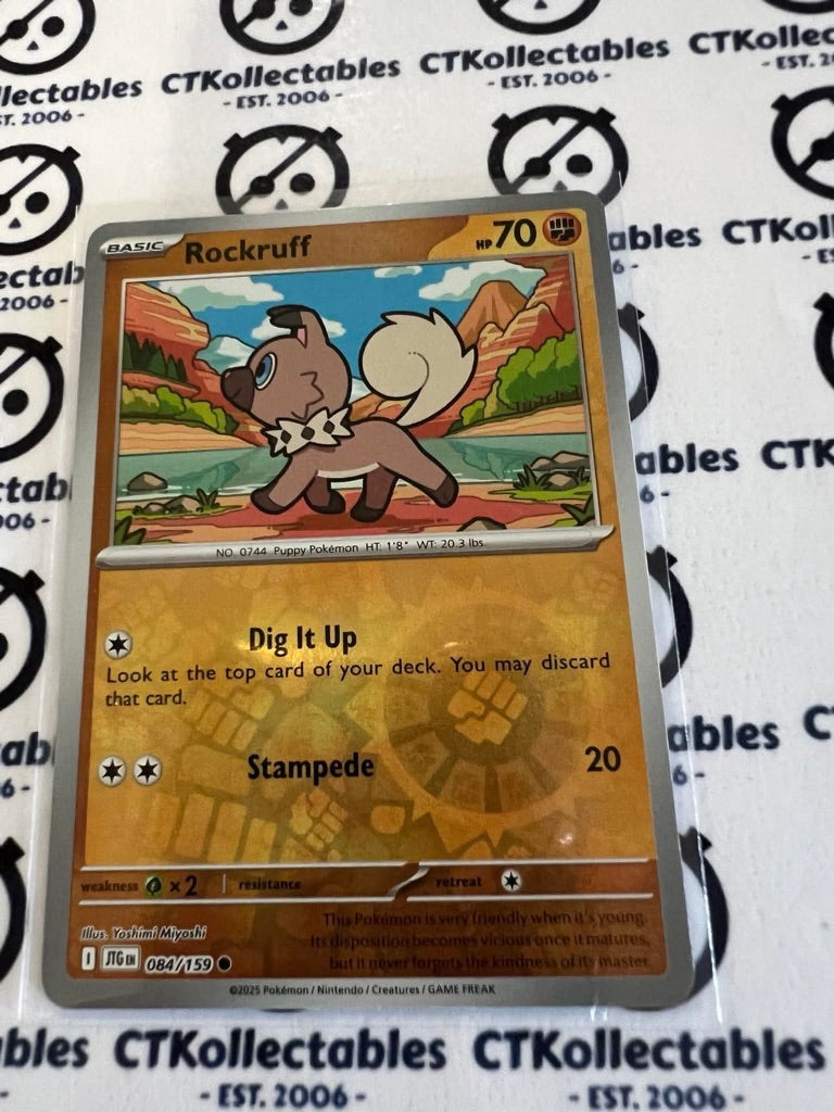 Rock Ruff Card Rockruff Reverse Holo #084/159 Journey Together Pokemon Card TCG ...