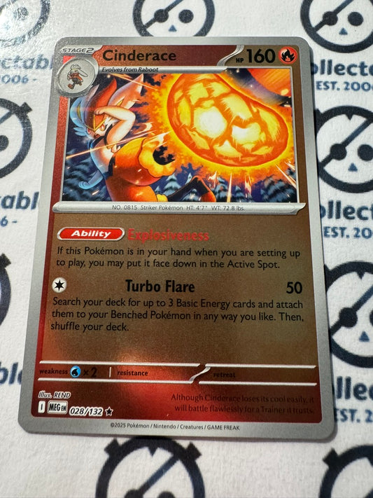 Cinderace Reverse Holo #028/132 Mega Evolution Pokemon