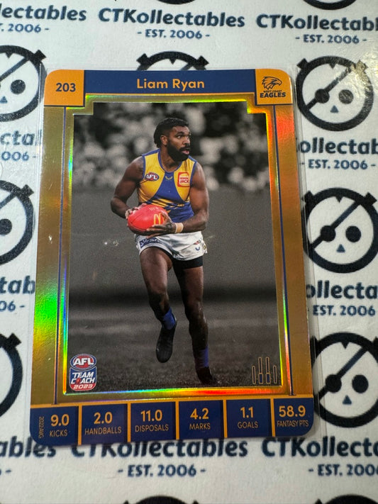 2023 AFL Teamcoach Liam Ryan Gold card #203 Eagles