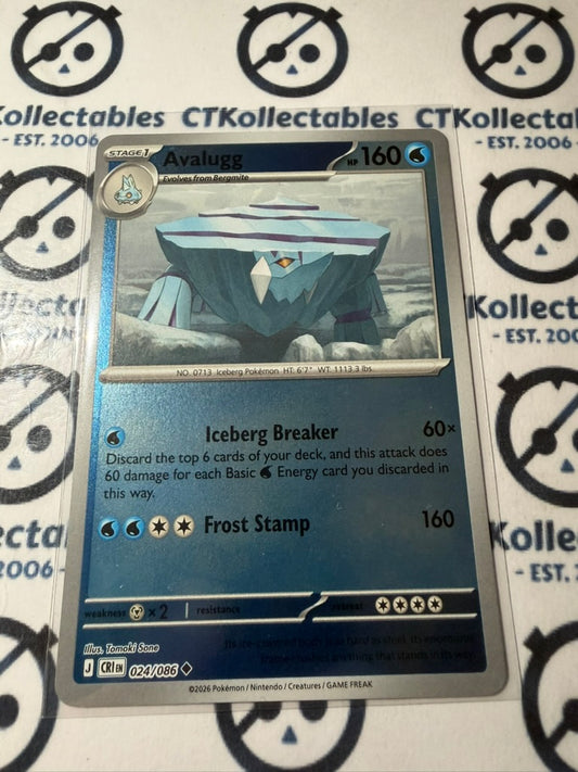 Avalugg Reverse Holo Mega Evolution Chaos Rising #024/086 Pokemon