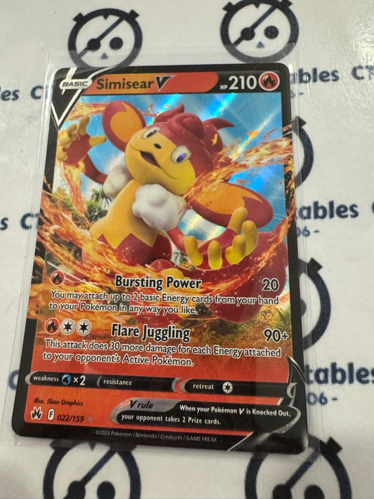 Simisear V Ultra Rare 022/159 2023 Crown Zenith Pokémon Card
