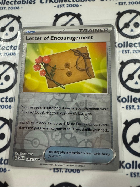 Letter of encouragement Reverse Holo #189/197 2023 Obsidian Flames Pokemon Card