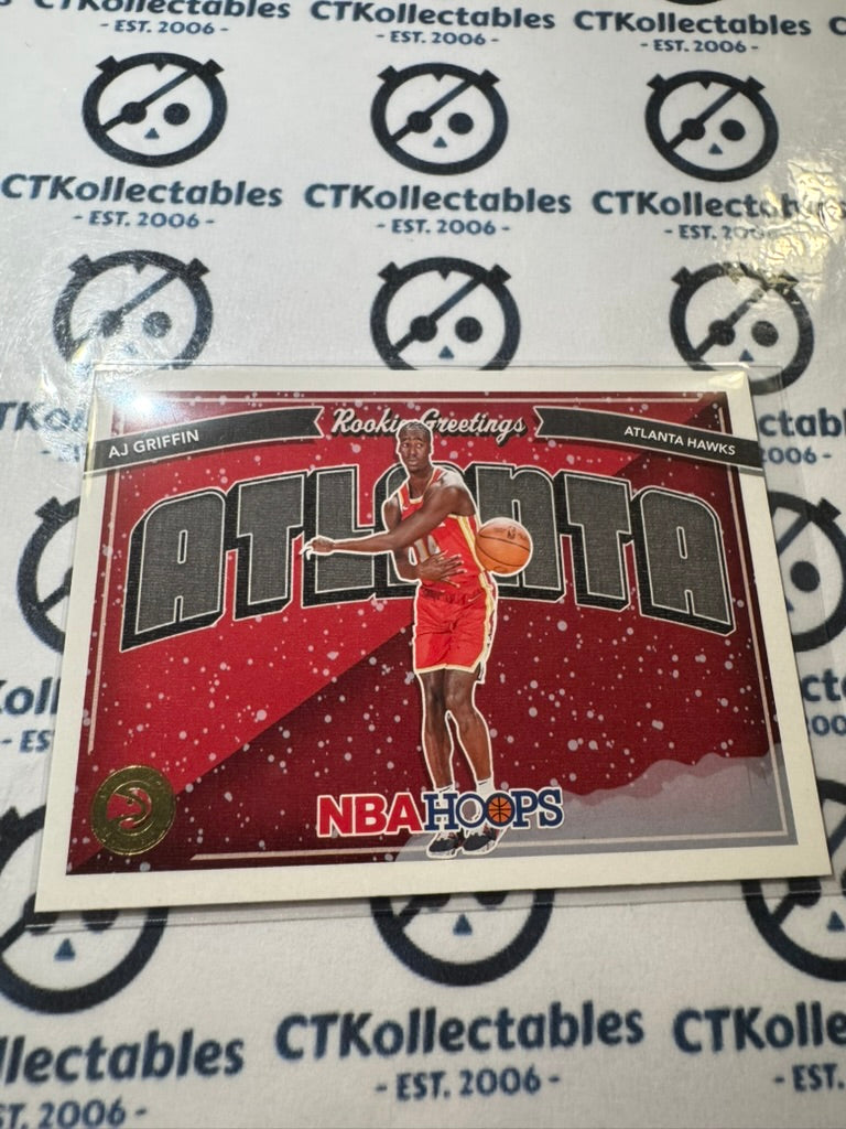 2022-23 NBA Panini Hoops Aj Griffin Rookie Greetings Snow #16 Hawks