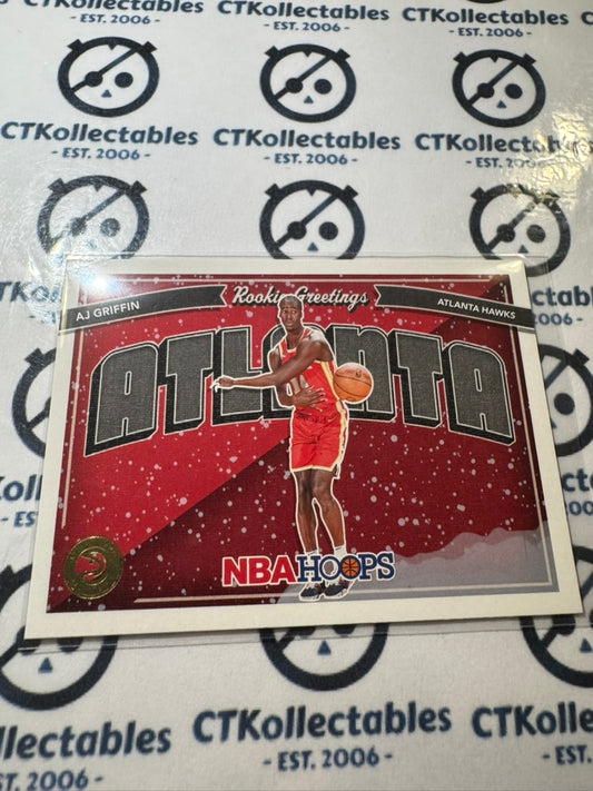2022-23 NBA Panini Hoops Aj Griffin Rookie Greetings Snow #16 Hawks