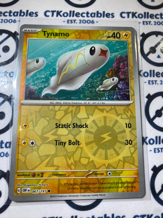 Tynamo Reverse Holo #067/197 2023 Obsidian Flames Pokemon Card