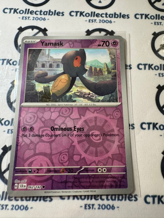 Yamask Reverse Holo #062/142 Stellar Crown Scarlet & Violet Pokemon