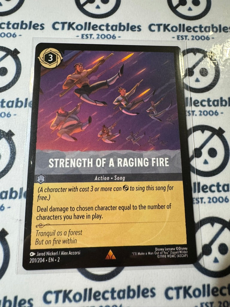 2024 Disney Lorcana Floodborn Non-Foil #201 Strength of a Raging Fire – Rare