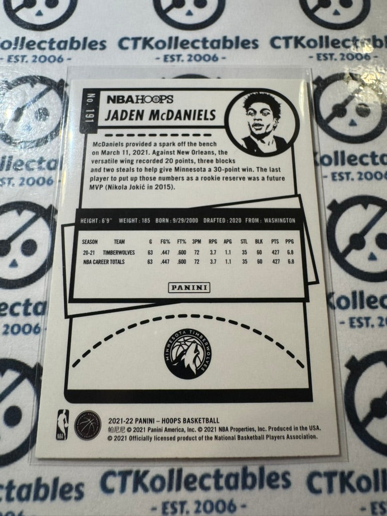 2021-22 NBA Panini Hoops Jaden McDaniels Teal Explosion #191 Timberwolves