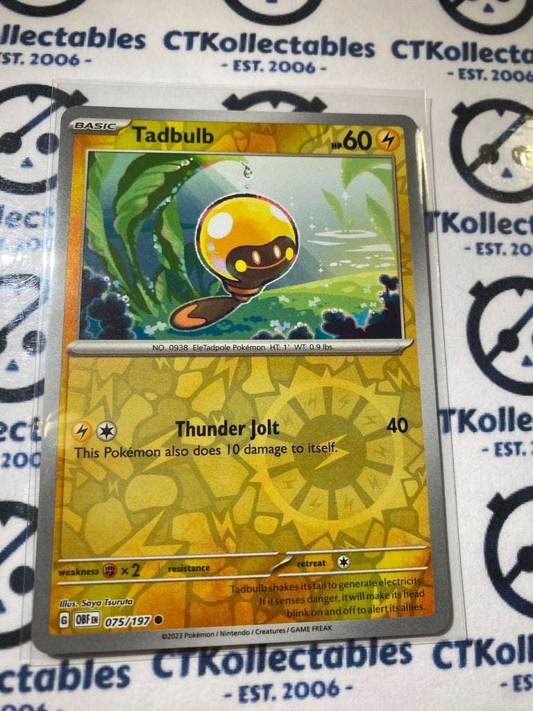 Tadbulb Reverse Holo #075/197 2023 Obsidian Flames Pokemon Card