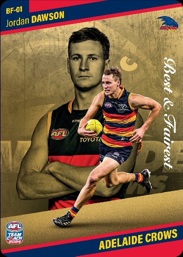 2024 AFL Teamcoach Jordan Dawson Gold Best & Fairest BF-01 Crows