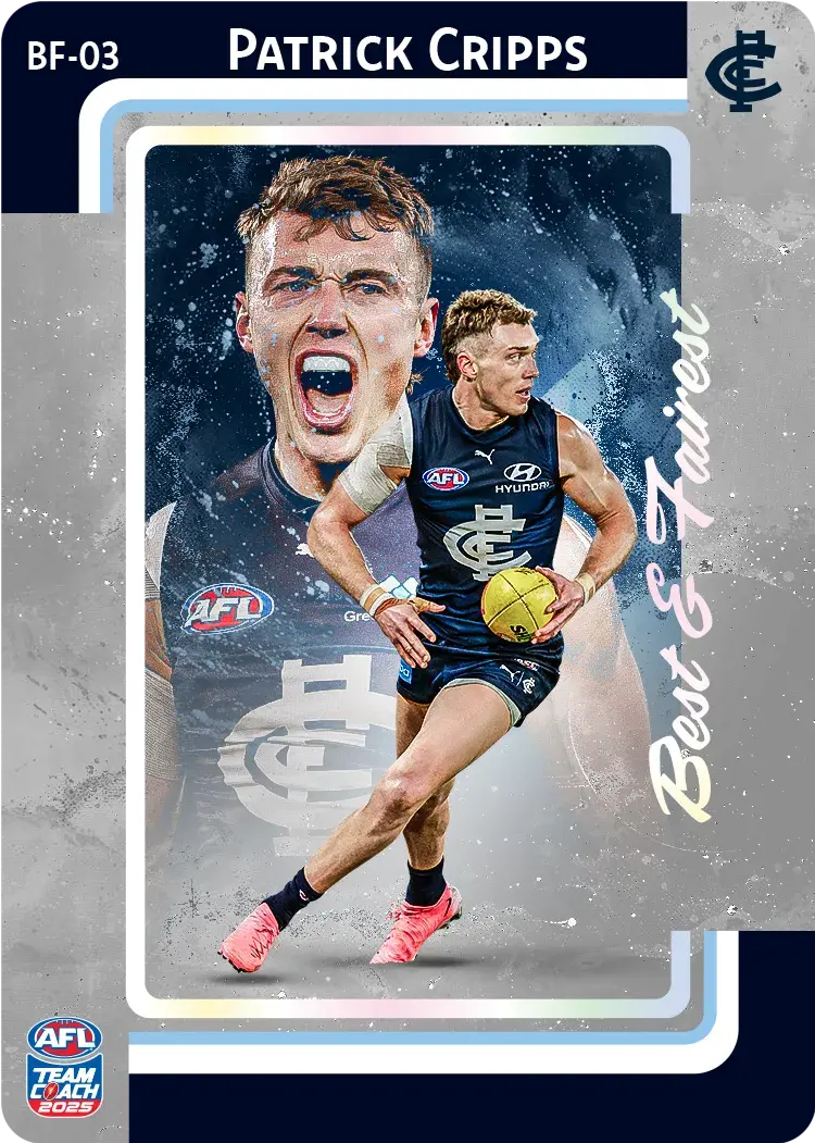2025 AFL Teamcoach Patrick Cripps Best & Fairest BF-03 Blues