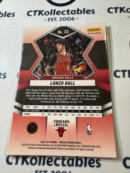 2021-22 Panini Nba Mosaic Lonzo Ball Green Prizm #33 Bulls