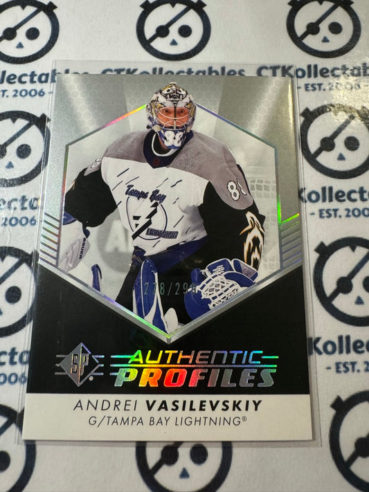 2022-23 NHL SP Hockey Authentic Profiles Andrei Vasilevskiy Platnium #278/299