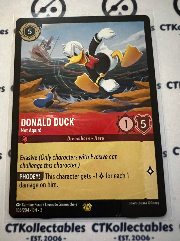 2024 Disney Lorcana Floodborn Non-Foil #106 Donald Duck, Not Again! – Legendary