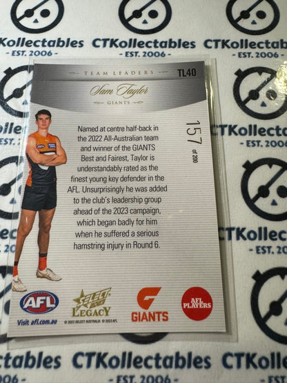2023 AFL Legacy Sam Taylor Team Leaders #157/200 Giants