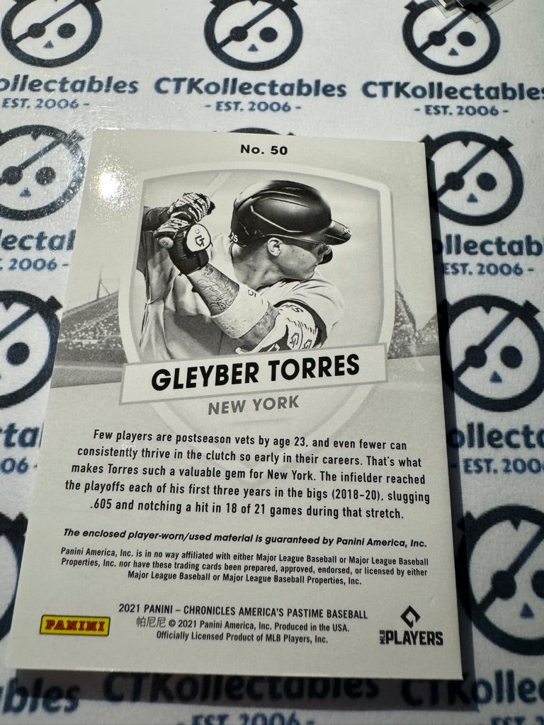 2021 Chronicles MLB Baseball Chronicles Americas Gleyber Torres Game used Relic