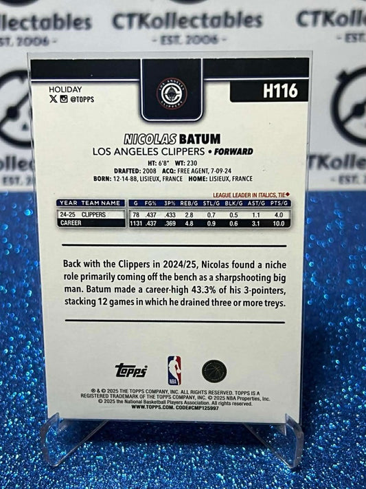 2025-26 Topps Holiday NBA Blue Metallic Glitter H116 Nicolas Batum Clippers