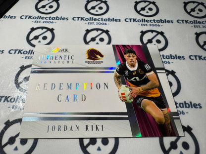2025 NRL Traders Authtenic Signature Redemption #113/146 BRONCOS JORDAN RIKI
