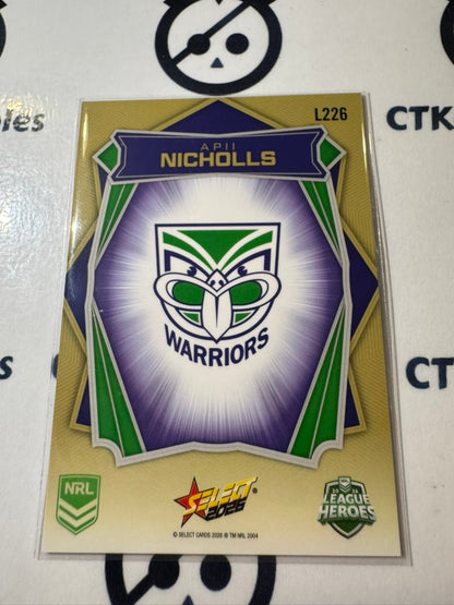 2026 Select NRLW League Heroes Luminous Base #L226 Apii Nicholls Warriors