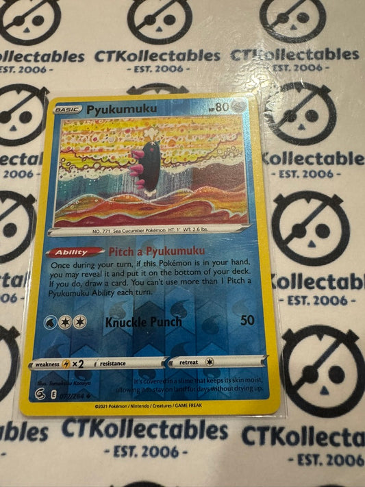 Pyukumuku Reverse Holo #077/264 2021 Sword & Shield Fusion Strike Pokemon Card