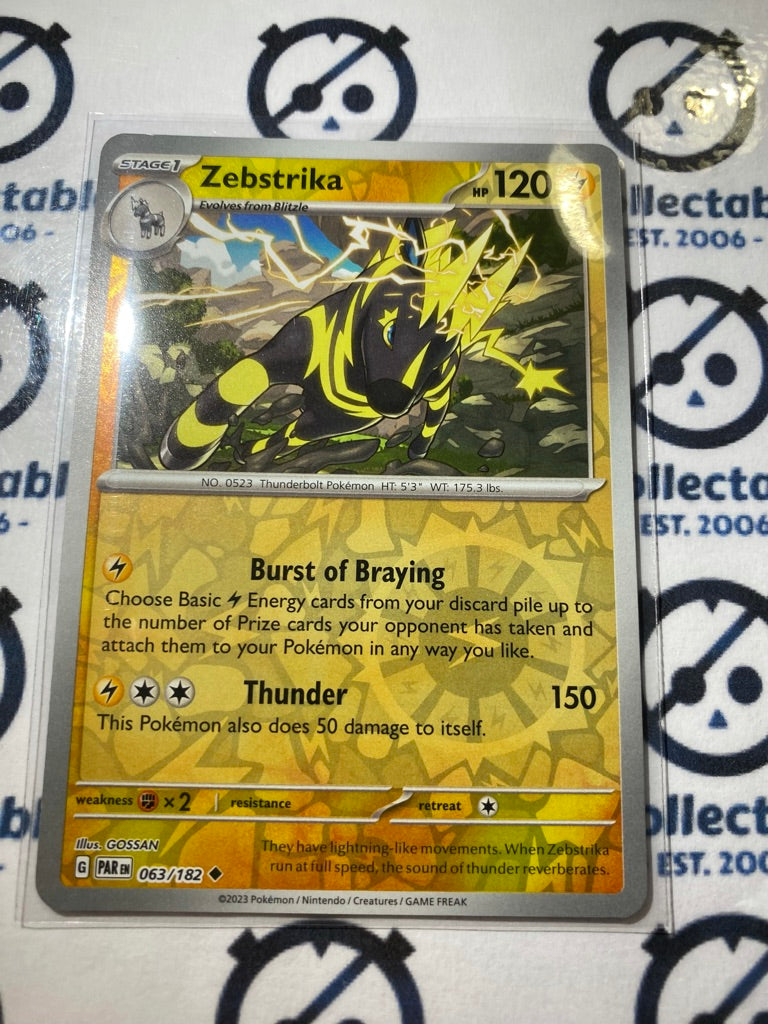 Zebstrika Reverse Holo #063/182 2023 Scarlet & Violet Paradox Rift Pokémon