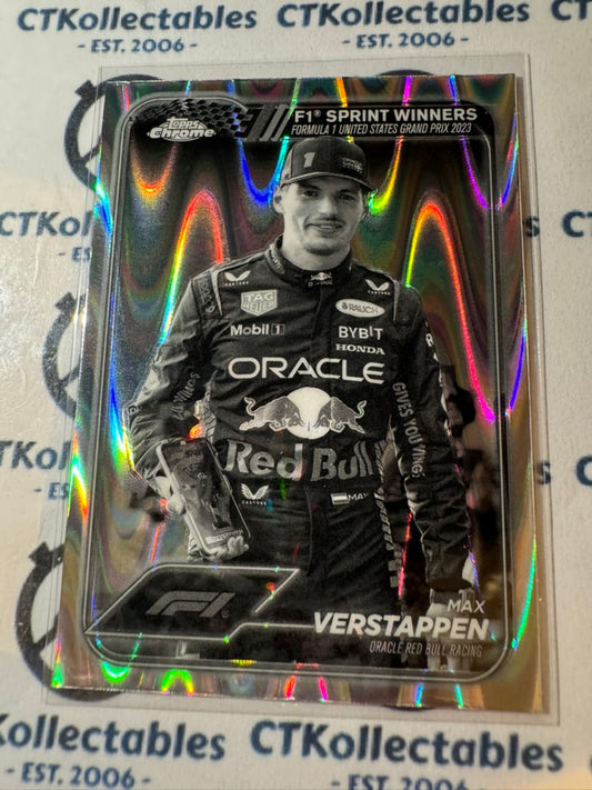 2024 Topps Chrome F1 Max Verstappen Black White Raywave Sprint Winner #152