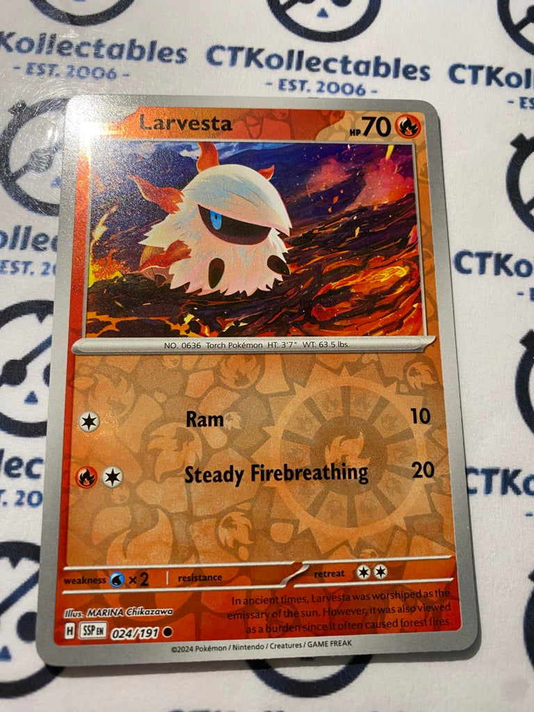 Larvesta Reverse Holo #024/191 Surging Sparks Pokémon TCG 2024