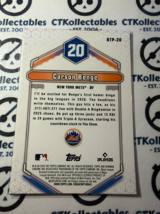 2026 Bowman Bowman Scouts Top 100 BTP-20 Carson Benge Mets