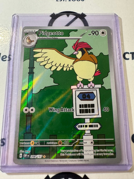 Pidgeotto Illustration Rare #208/197 2023 Obsidian Flames Pokemon Card