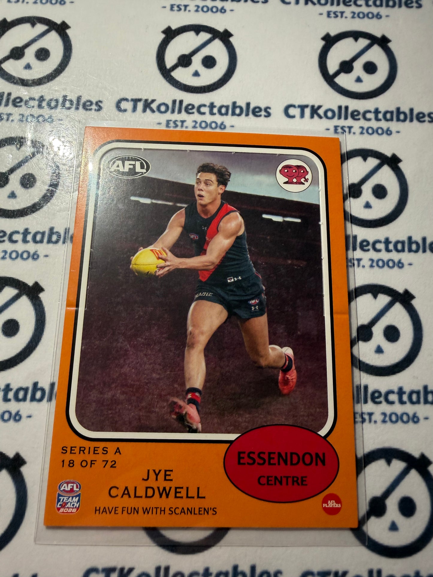 2026 Teamcoach AFL Scanlens Die-Cut Jye Caldwell 18 of 72 Bombers