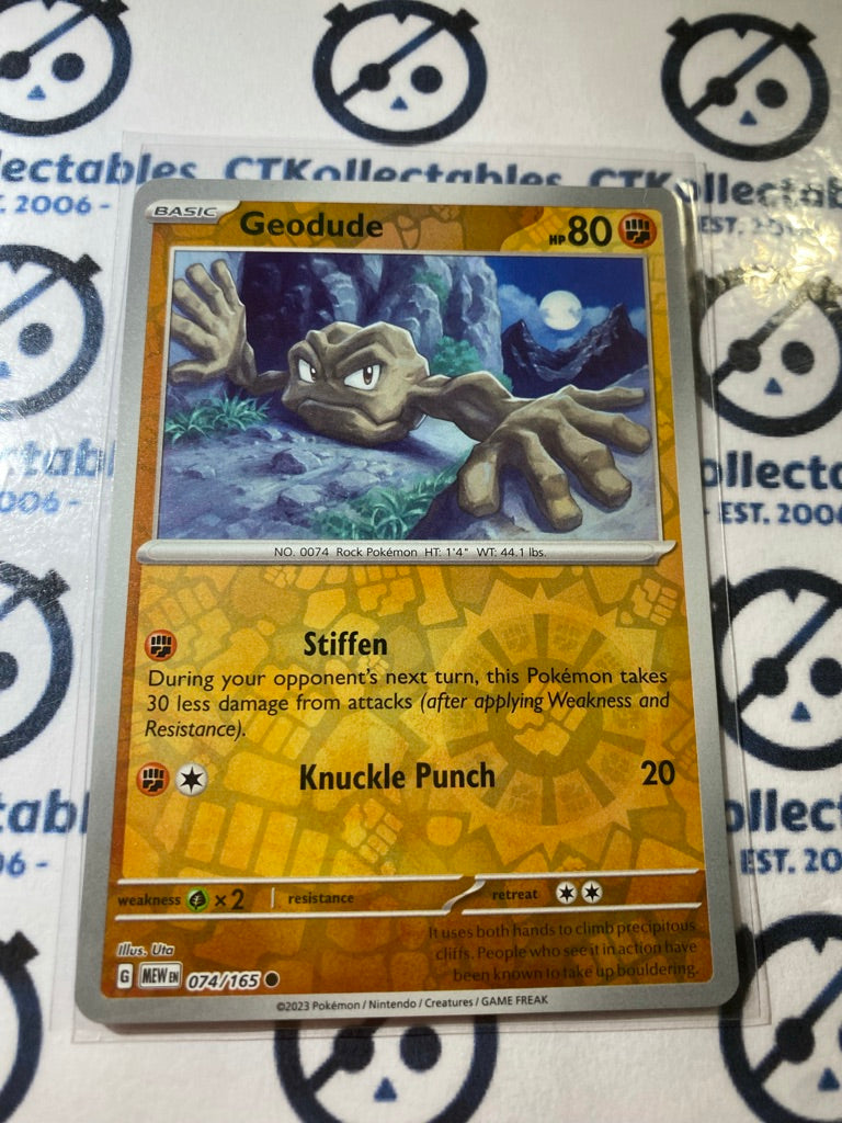 Geodude Reverse Holo #074/165 Scarlet & Violet 151 Pokemon Card