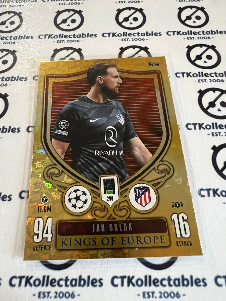 2023-24 TOPPS MATCH ATTAX Jan Oblak Kings Of Europe #290 SOCCER CARD