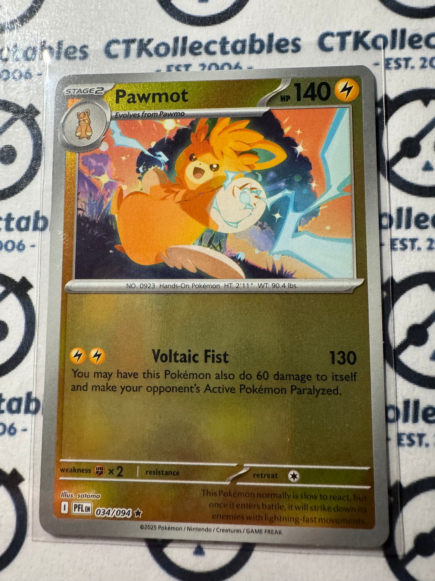 Pawmot Reverse Holo #034/094 Phantasmal Flames Pokemon