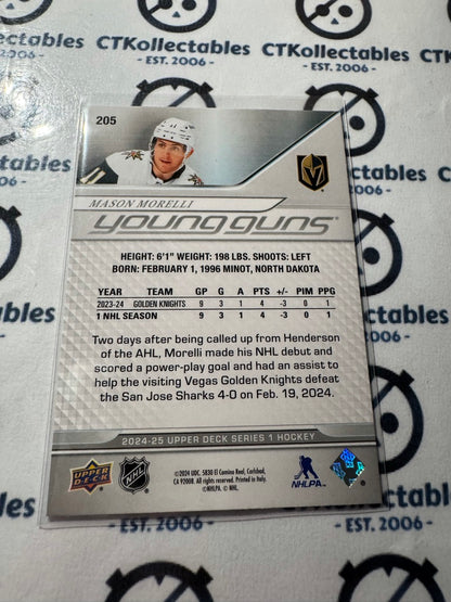 2024-25 Upper Deck Hockey Series 1 Young Guns Mason Morelli #205 Golden Knights