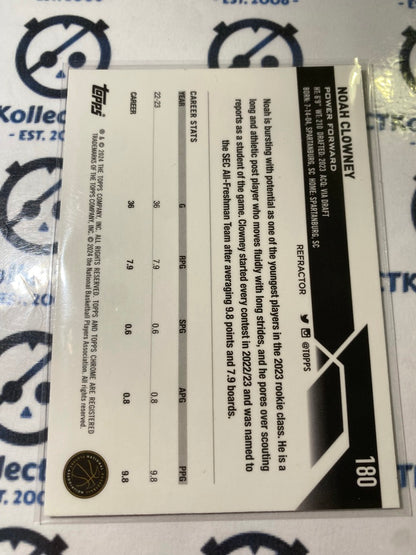 2023/24 Topps NBA Chrome Noah Clowney Rookie RC Silver Refractor #180 Nets