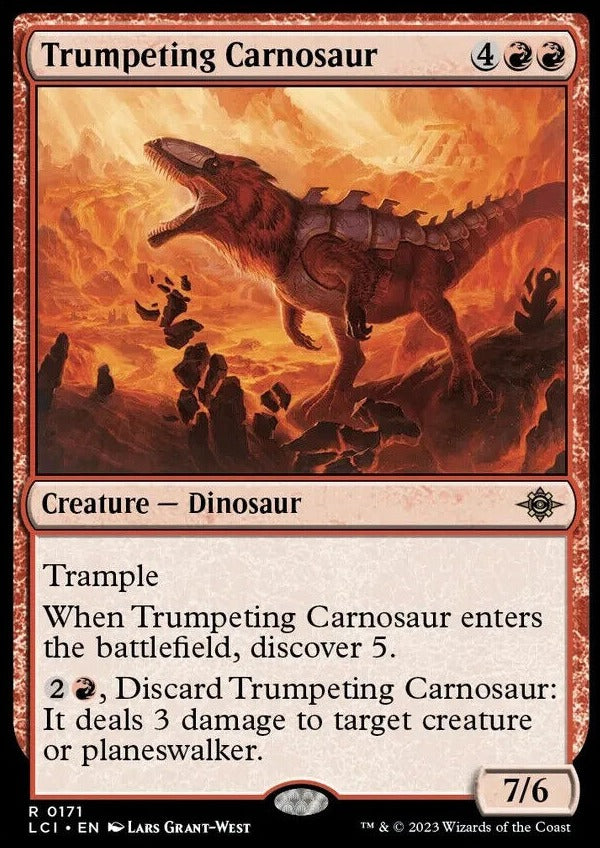 2023 MAGIC THE GATHERING THE LOST CAVERNS OF IXALAN - TRUMPETING CARNOSAUR - CREATURE - DINOSAUR CARD