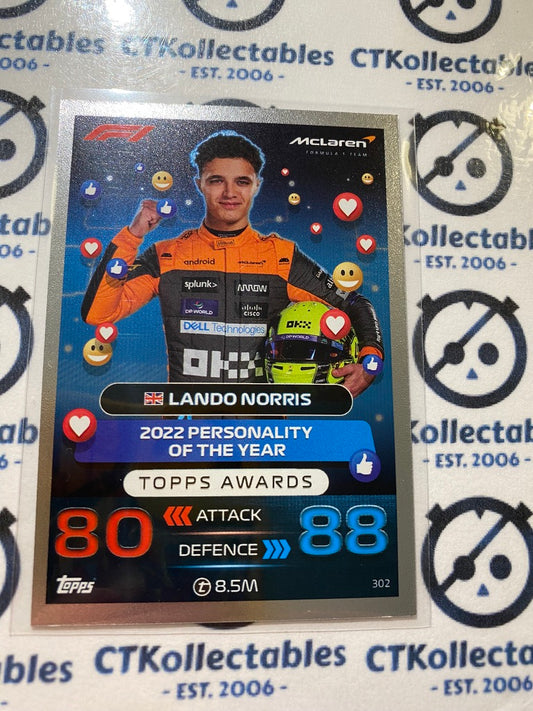 2023 Topps Turbo Attax F1 -Foil Lando Norris (2022 Topps Awards) #302