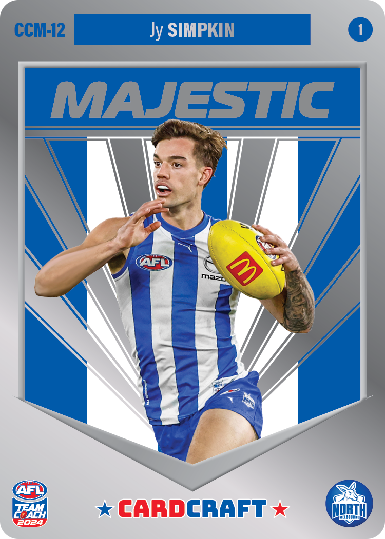 2024 AFL Teamcoach Jy Simpkin Cardcraft Majestic CCM-12 #1 Kangaroos