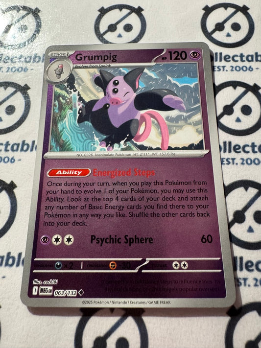Grumpig Reverse Holo #063/132 Mega Evolution Pokemon