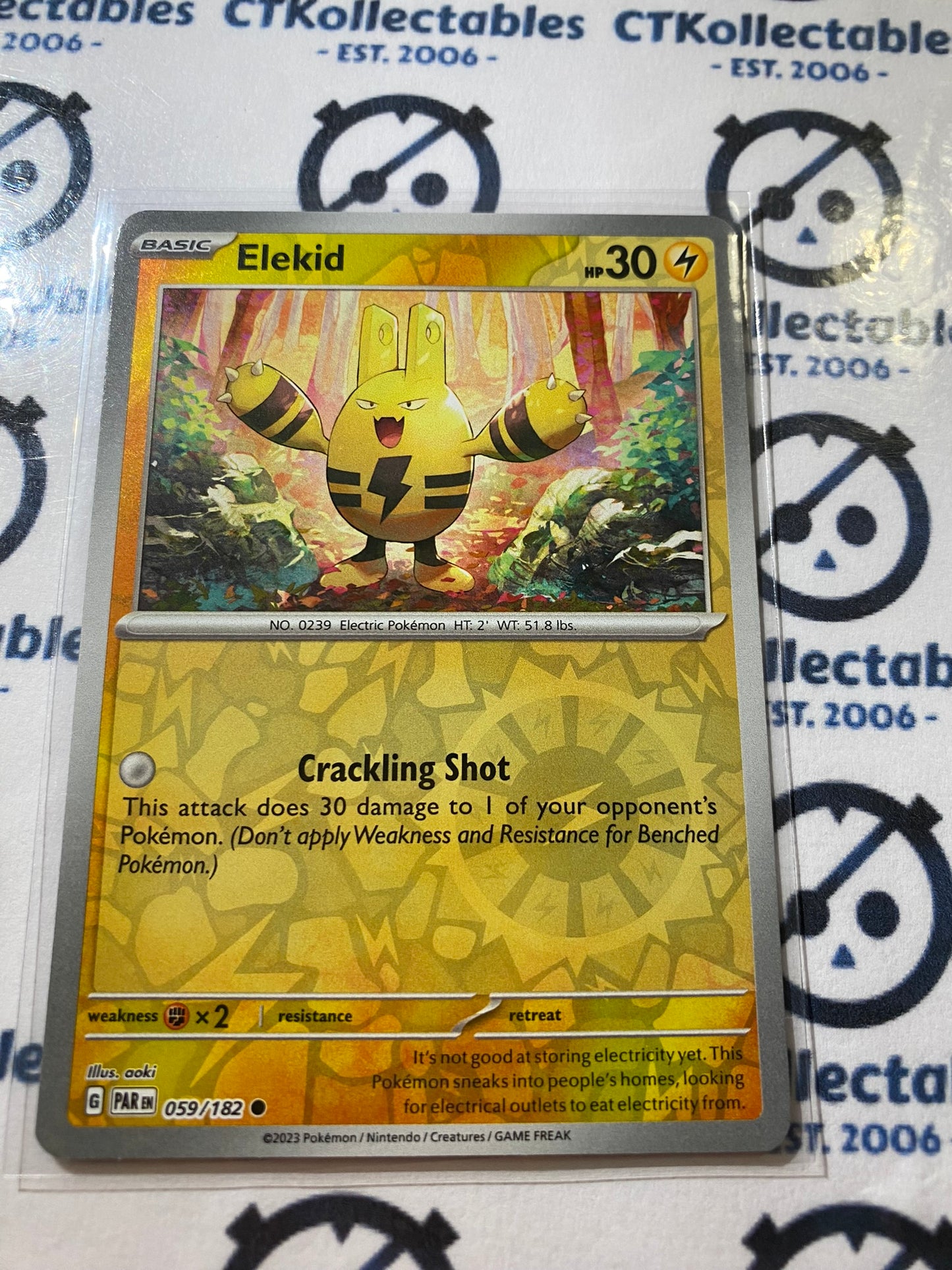 Elekid Reverse Holo #059/182 2023 Scarlet & Violet Paradox Rift Pokémon TCG