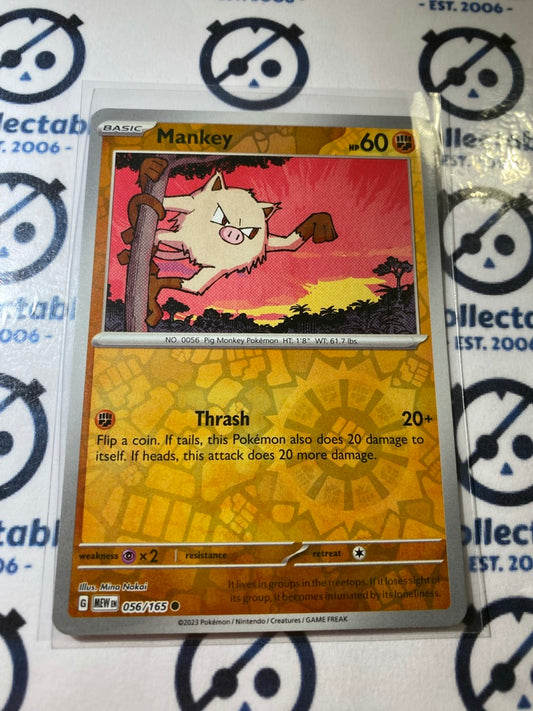 Mankey Reverse Holo #056/165 Scarlet & Violet 151 Pokemon Card