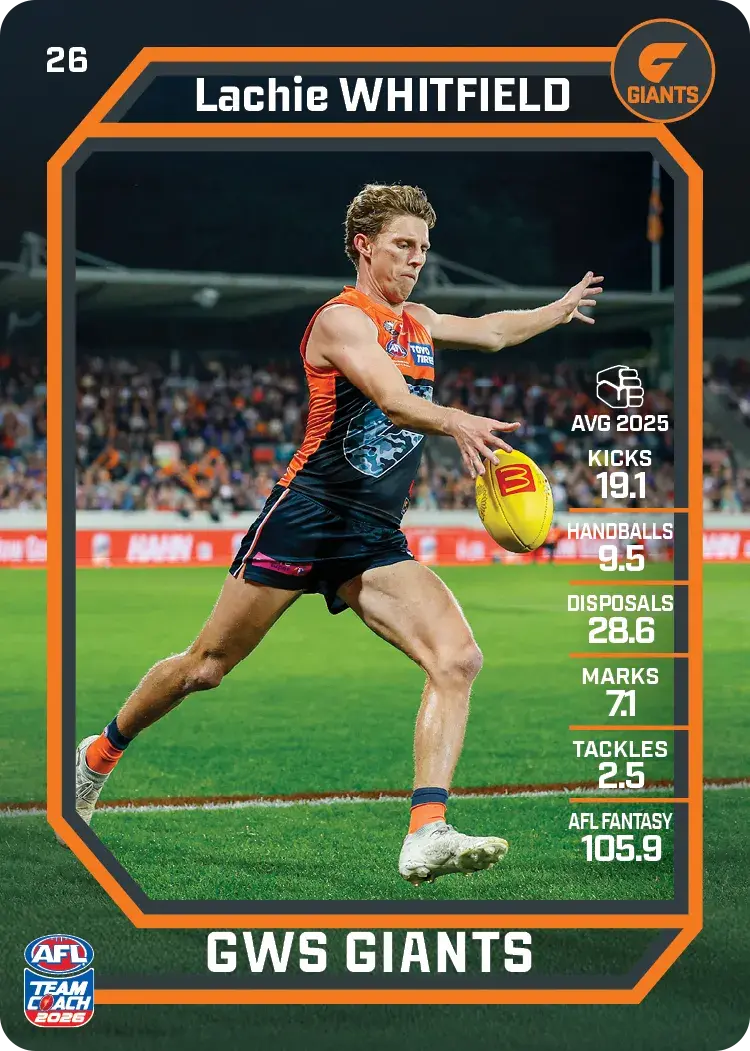 2026 Teamcoach AFL Base #26 Lachie Whitfield