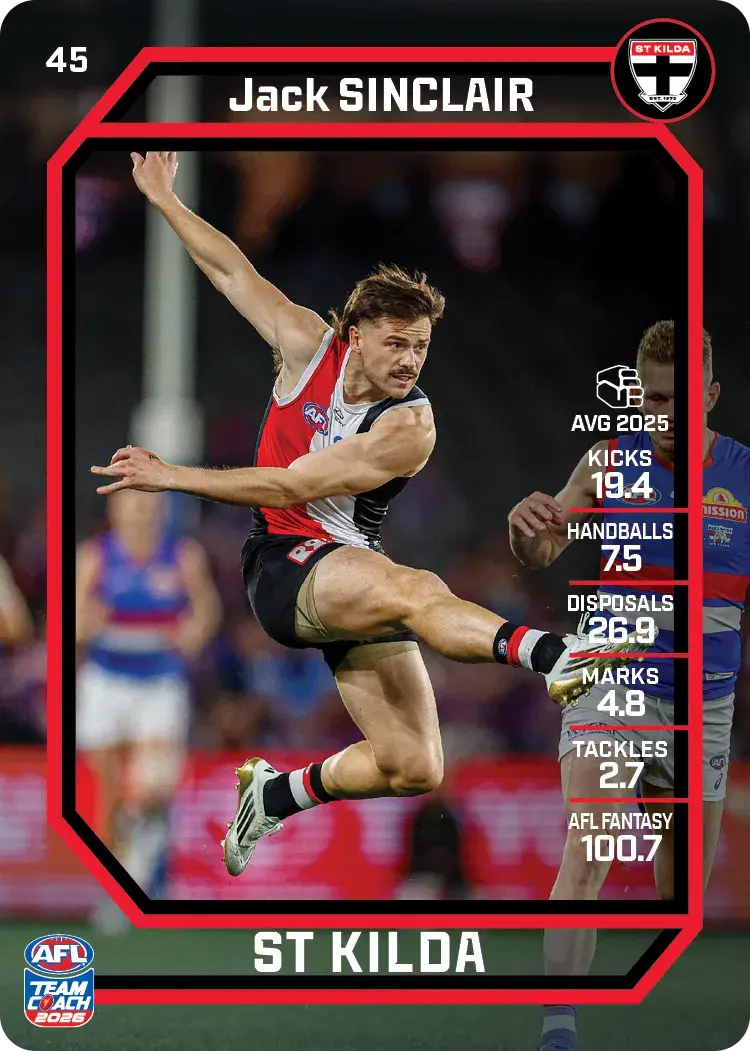 2026 Teamcoach AFL Base #45 Jack Sinclair