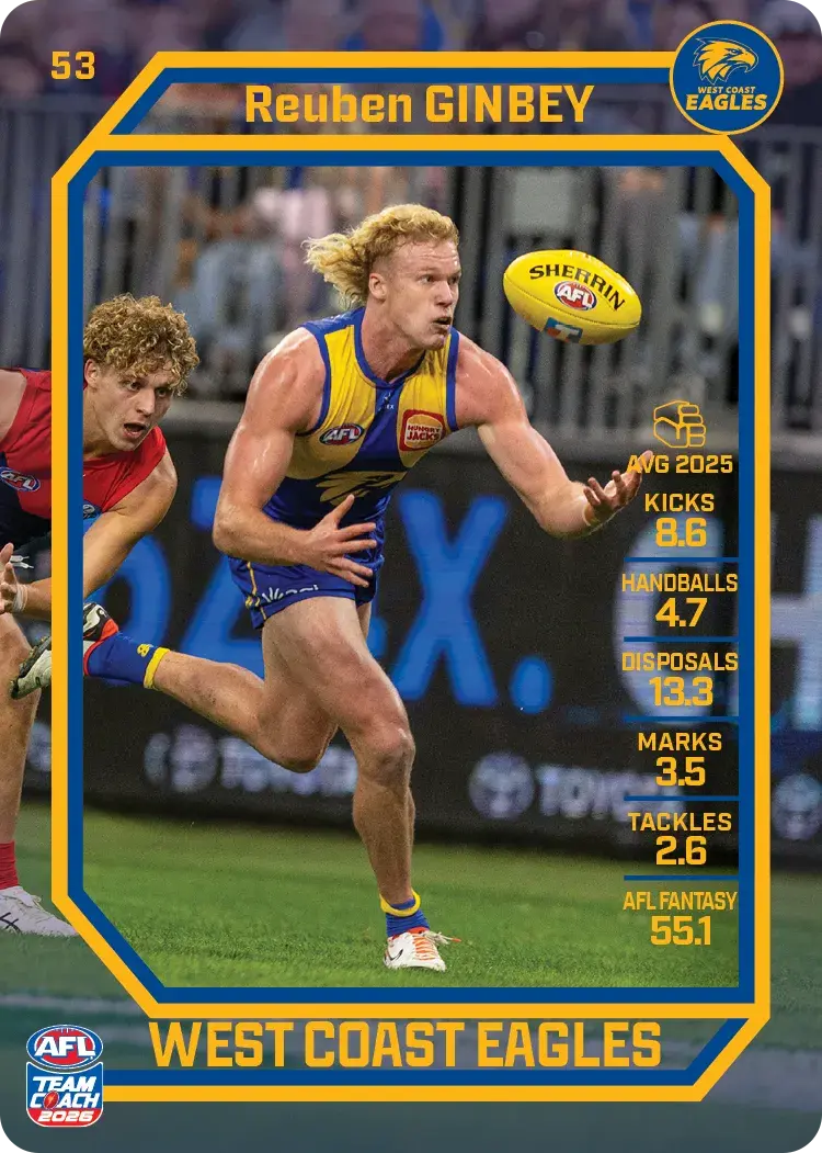 2026 Teamcoach AFL Base #53 Reuben Ginbey